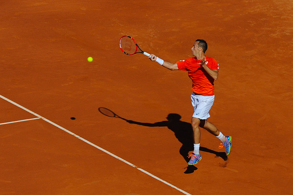 Philipp Kohlschreiber plays a forehand against Rafael Nadal during the Barcelona Open Banc Sabadell (Photo: David Ramos/Getty Images) 