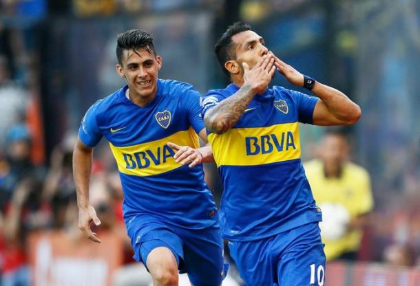 Tevez marcou um belo gol na vitória contra o Atlético Rafaela (Foto: Divulgação/Boca Juniors)