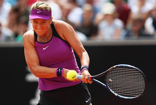 Azarenka powers a backhand down the line for a winner at the 2016 Italian Open. Credit: Matthew Lewis/Getty Images