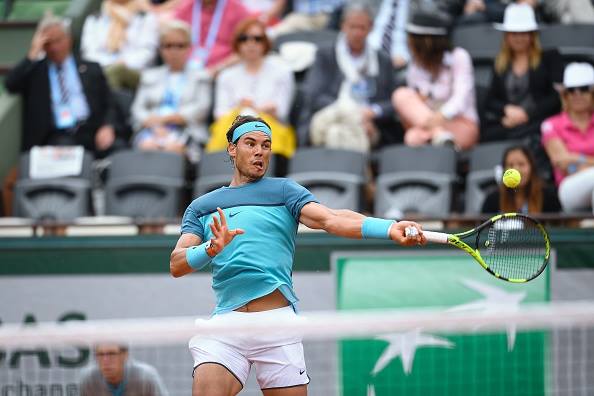 Nadal with his trademark whipping forehand (Martin Bureau/AFP/Getty Images)