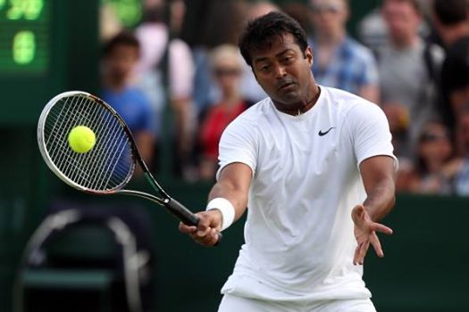Leander Paes during his doubles match at Wimbledon: (Photo: Steve Bardens/Getty Images)