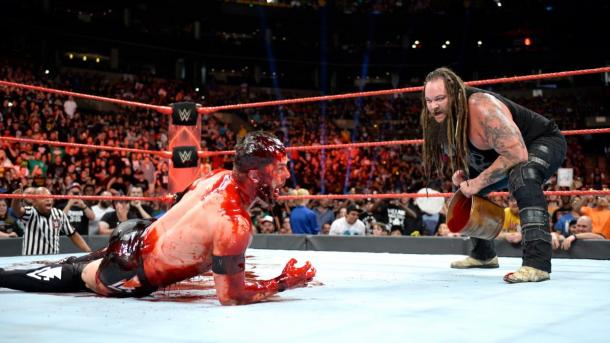 The Demon Finn Balor may have been awoken following a bloodbath by Bray Wyatt (image: wwe)