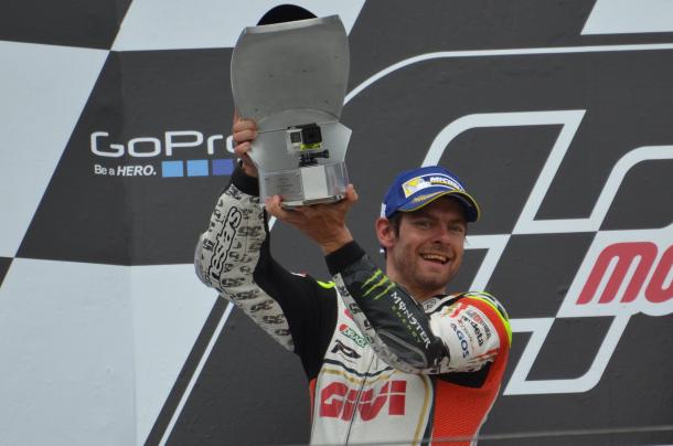 Father-to-be Crutchlow made up with his trophy after claiming second on the podium - www.facebook.com (Cal Crutchlow)