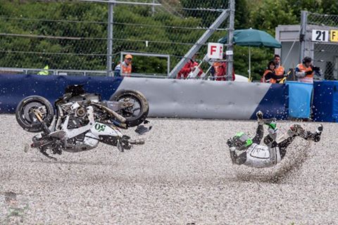 Eugene and his Ducati flying into the gravel - www.facebook,com (Eugene Laverty)