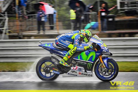 Rossi during the wet morning warm-up session at Brno - www.facebook.com (Valentino Rossi)