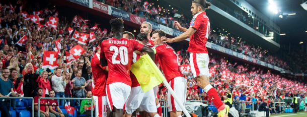 Celebración Suiza tras gol de Embolo. Foto: Web oficial Suiza.