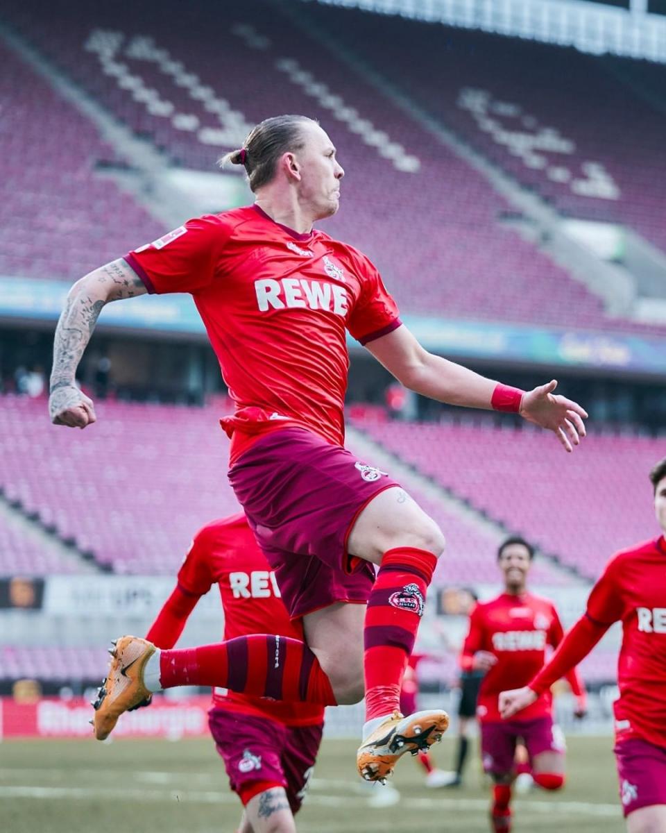 Marius Wolf en pleno festejo de su segundo gol en el partido / Foto: @fckoeln