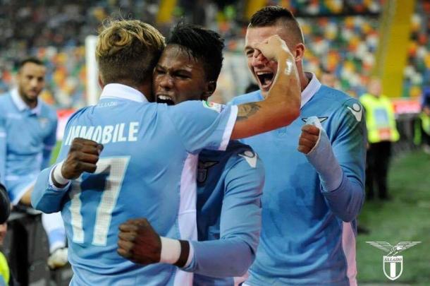 Keita, Immobile y Milinkovic celebran un gol ante el Udinese | Foto: Lazio