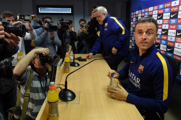 Luis Enrique facing the press. | Source: AFP