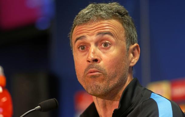 Luis Enrique faces press. Photo: MARCA