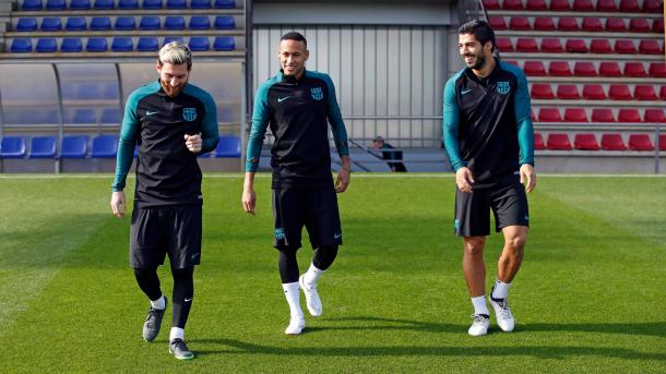 Messi, Suarez e Neymar in allenamento