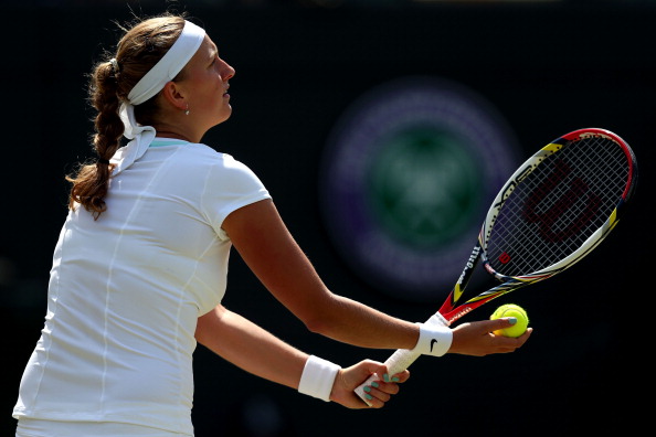 Kvitova's left-handed serves is a real weapon on grass. Photo credit: Clive Rose/Getty Images.