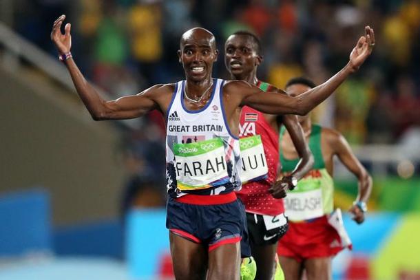 Mo Farah successfully defended his 10,000m Olympic title in Rio. | Photo: Getty Images