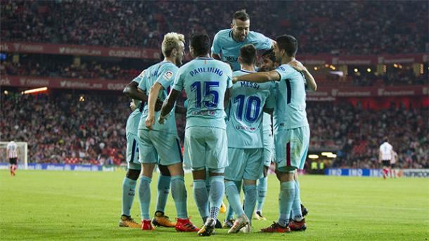 Los jugadores del Barça celebrando un gol | FC Barcelona