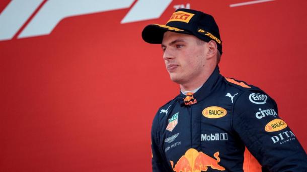 Max Verstappen en el podio. Foto: Fórmula 1