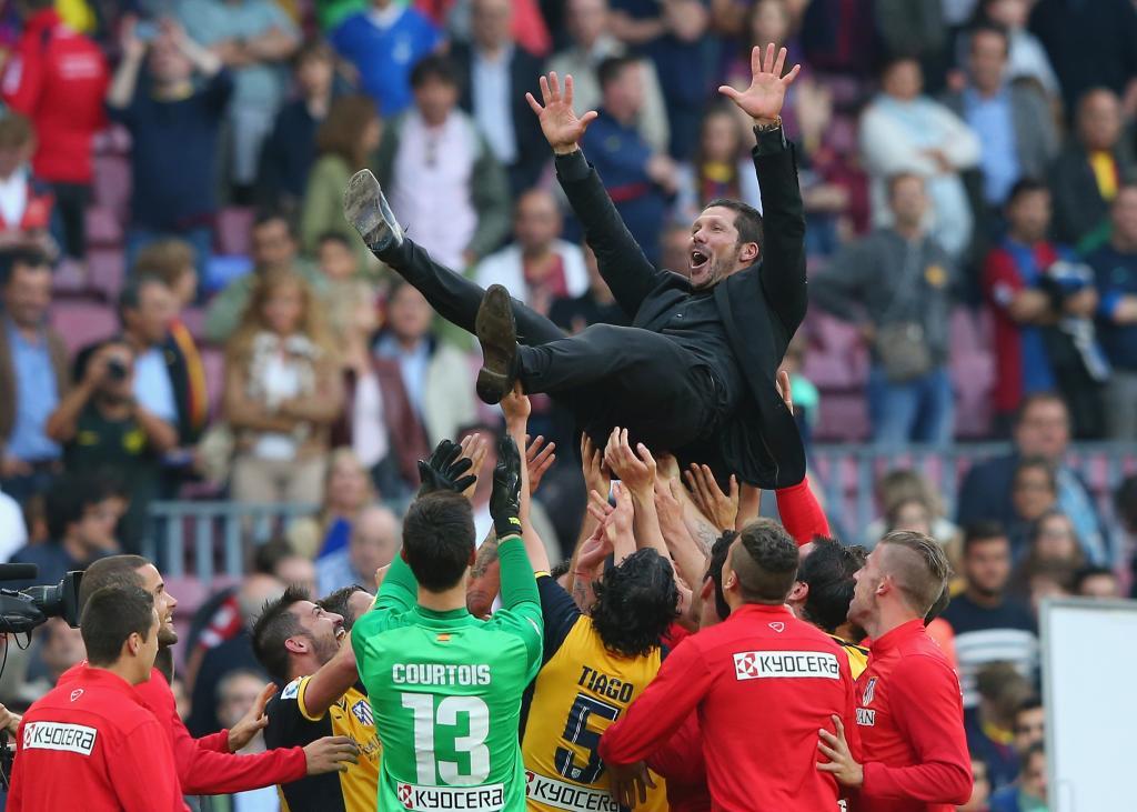 Simeone tras ganar el título de liga en 2014 // Foto: Gettyimages