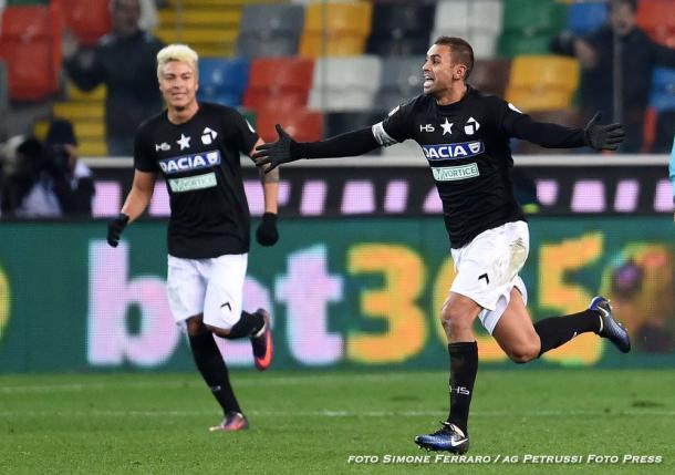 Danilo esulta per il gol vittoria contro il Bologna. Fonte: www.facebook.com/UdineseCalcio1896