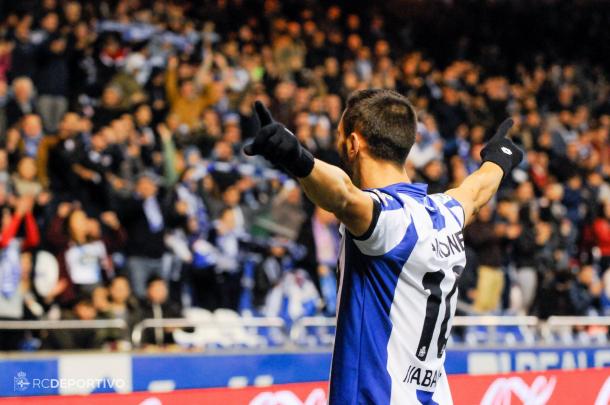 Florin Andone celebra un gol en Riazor | Foto: RC Deportivo