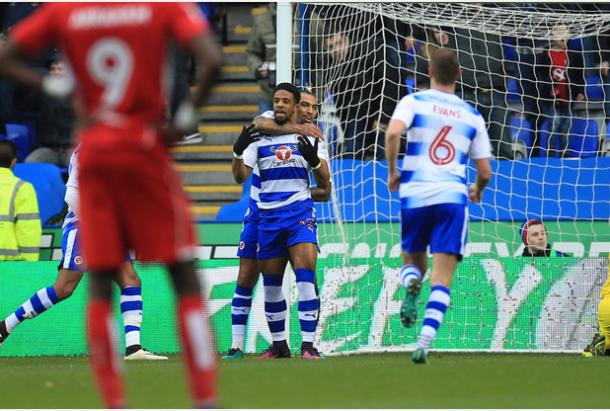 Los jugadores del Reading celebran el primer gol de la tarde. Foto: Reading