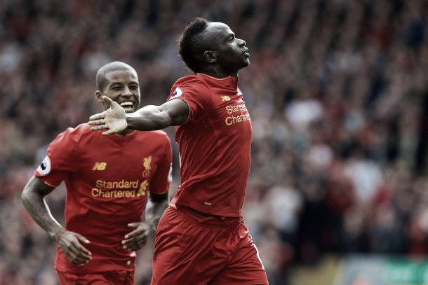 Mané y Wijnaldum celebrando un tanto esta temporada. Foto: Liverpool