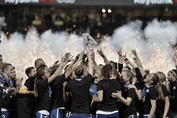 The Stars gathering around their 2015 NWSL Championship trophy in celebration. Source: FC Kansas City