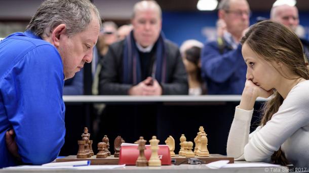 Sopiko perdió con Ilia Smirin en la ronda 4. | Foto: Alina l'Ami (Tata Steel Chess)