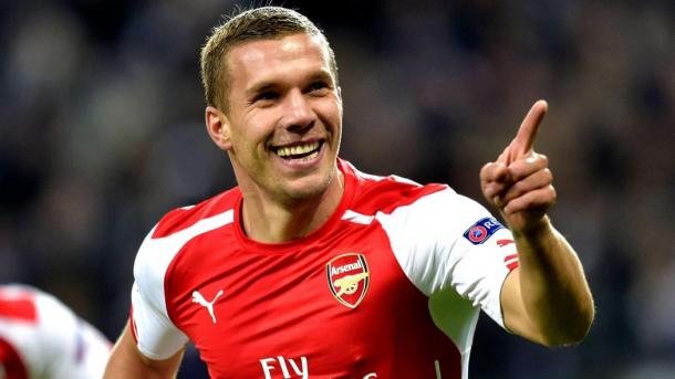 Podolski during his final Arsenal season | Photo: AFP