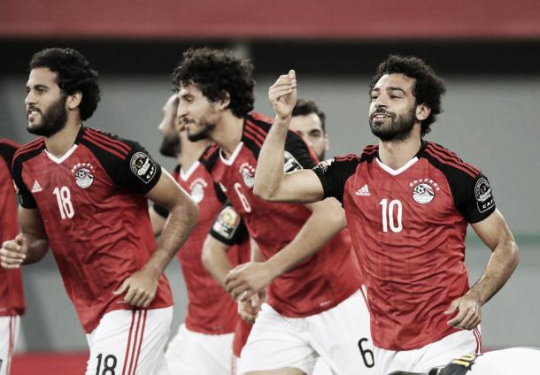 ​Egipto celebrando su pase a los Cuartos de final (Foto:CAF)