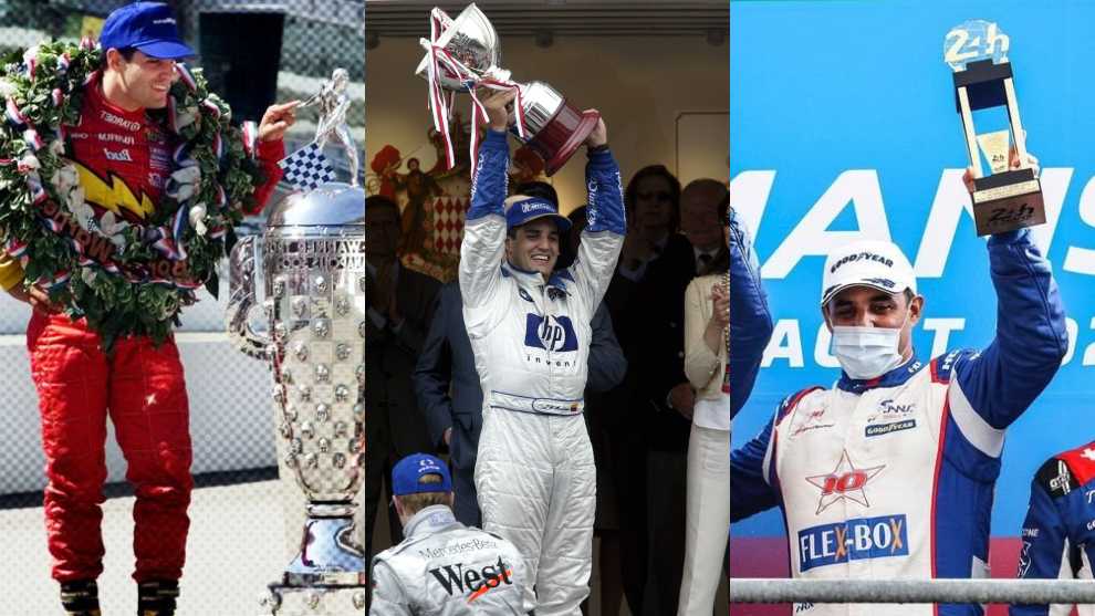 Las 500 millas de Indianapolis en 2000 y 2015, el GP de Mónaco en 2003, y las 24 horas de LeMans, las tres competencias, ganadas por Montoya. Imagen: Facebook