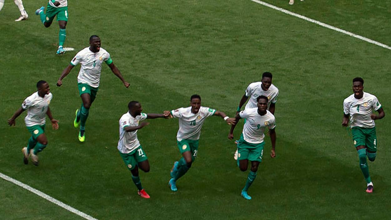 Senegal festejando el pase al mundial de Qatar 2022. Fuente: GettyImages