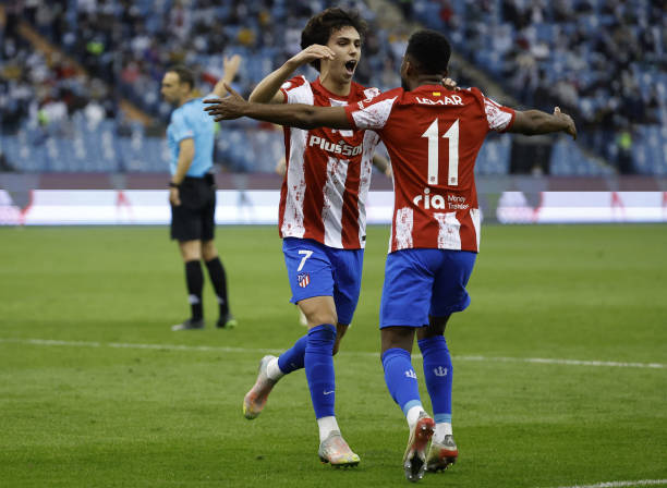 Joao Félix y Lemar celebrando un gol con el Atlético de Madrid. Foto: Getty Images