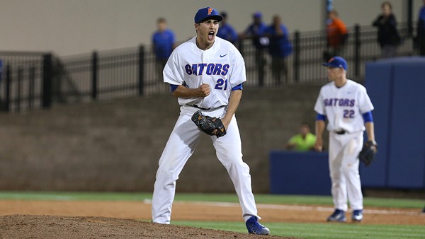 Faedo reacts during Florida's game against South Carolina last night/Photo: Florida athletics website