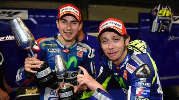 Lorenzo and Rossi celebrate together | photo: eurosport.co.uk