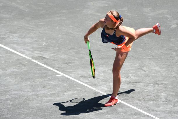 Jelena Ostapenko's serving was impressive today | Photo: Volvo Car Open / Facebook