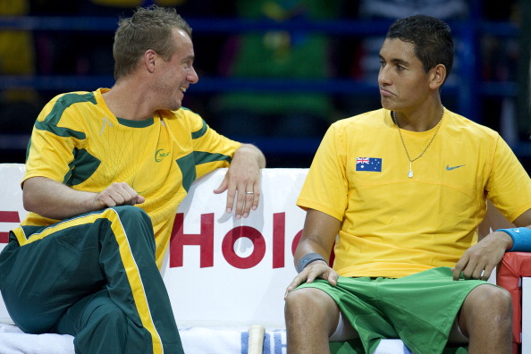 Lleyton Hewitt and Kyrgios during a 2013 Davis Cup tie (Photo: Getty Images)