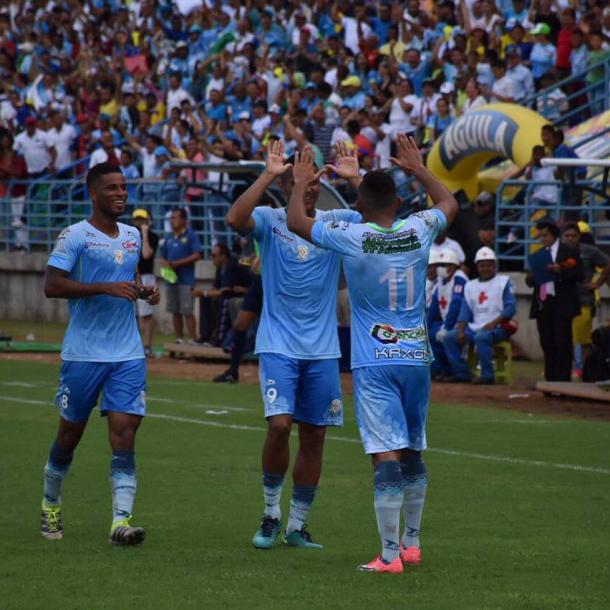 Ray Vanegas celebrando su gol ante Bucaramanga. | Foto: Jaguares De Córdoba F.C.