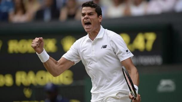 Raonic celebrates his semi-final win against Federer | Photo: Getty