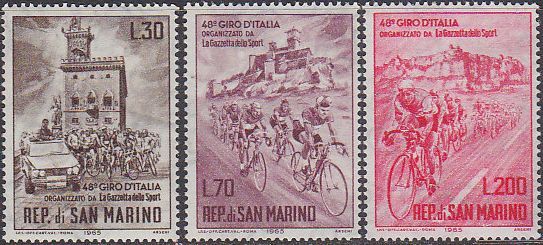 San Marino celebró su inicio de Giro mediante sellos | Fuente: www.stampworld.com
