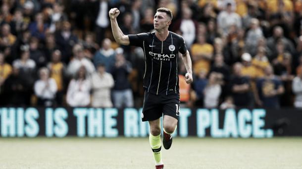 Laporte comemorando o gol de empate do Manchester City (Foto: Divulgação/Premier League)