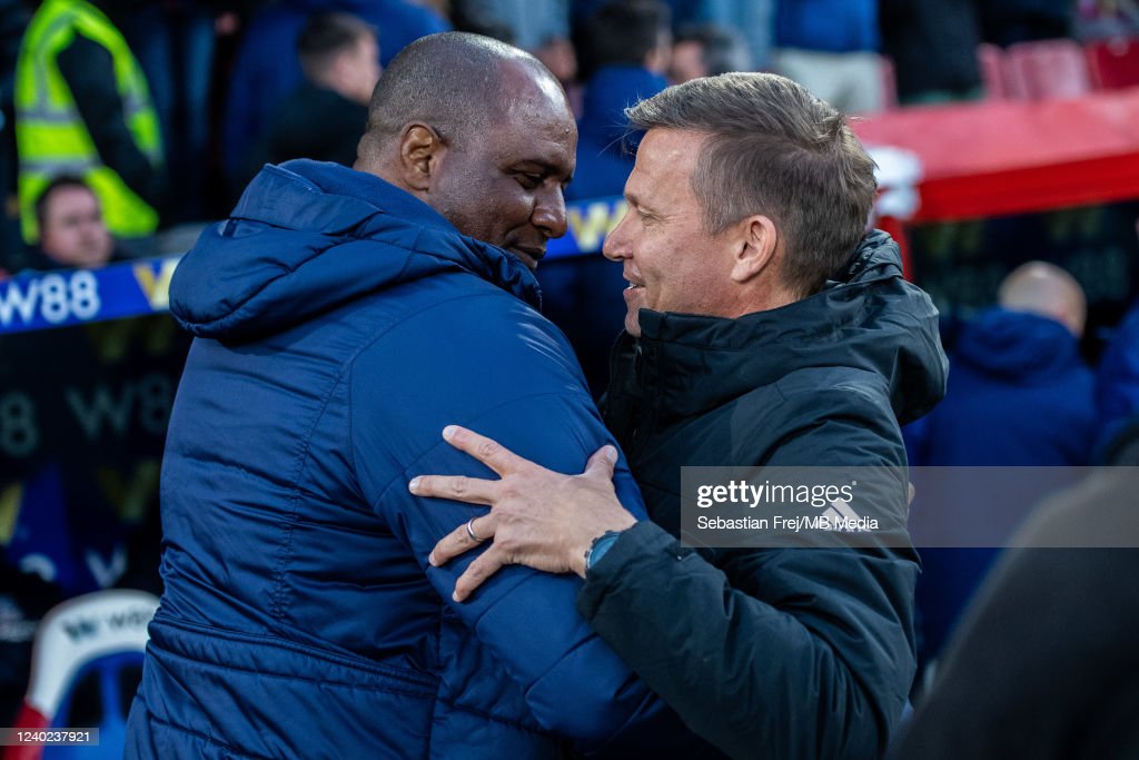 (Photo: Sebastian Frej/MB Media/Getty Images) Vieira and Marsch were all hugs last time the pair met at <strong><a  data-cke-saved-href='https://www.vavel.com/en/football/2022/08/31/crystal-palace/1121661-its-like-a-family-here-wilfried-zaha-continues-to-call-south-london-home-amid-transfer-speculation.html' href='https://www.vavel.com/en/football/2022/08/31/crystal-palace/1121661-its-like-a-family-here-wilfried-zaha-continues-to-call-south-london-home-amid-transfer-speculation.html'>Selhurst Park.</a></strong> Should the fire reignite perhaps Marsch will be in for his second touchline ban of the season. 