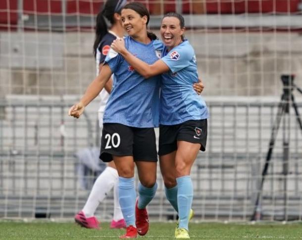 Vanessa DiBernardo and Samantha Kerr scored for the Red Stars in the  37th and 58th minutes, respectively. Photo: www.twitter.com/ChiRedStarsPR