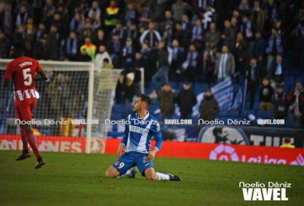 Sergio García durante el partido contra el Atlético de Madrid. Foto: Noelia Déniz.