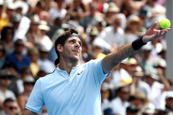 Juan Martin del Potro prepares to serve during the final the ASB Classic. Photo: Phil Walters/Getty Images