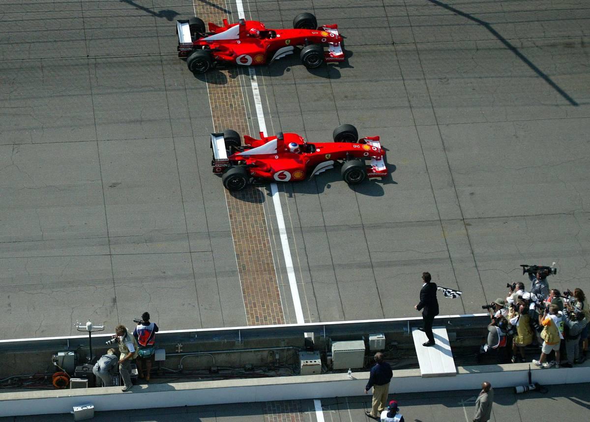 Rubens Barrichello wins the 2002 United States Grand Prix at Indianapolis by 0.011 seconds Photo Source: Jan Filart via WordPress