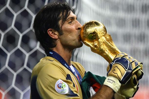 Buffon kissing the World Cup trophy after Italy's win in 2006. Photo Source: EPA
