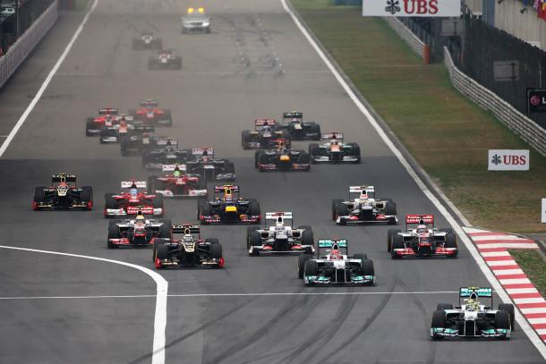Salida del Gran Premio de China 2012. Fuente: Getty
