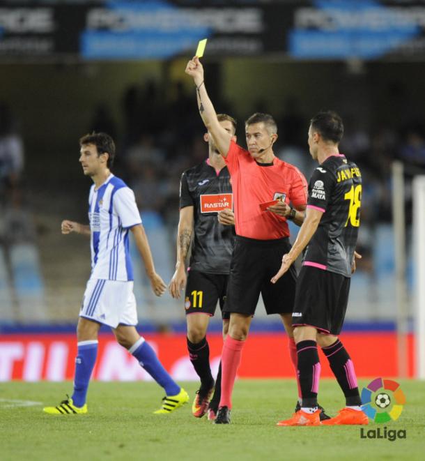 Pardo durante su último partido como titular en la Real Sociedad hasta el momento. // Fotografía: Web Oficial LaLiga,