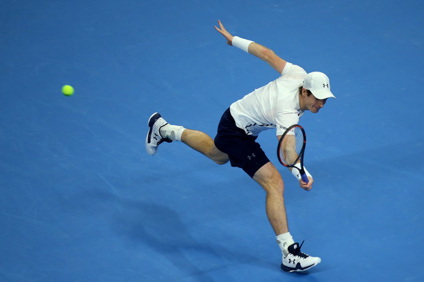 Murray stretches for a return (Photo by Emmanuel Wong/Getty Images)