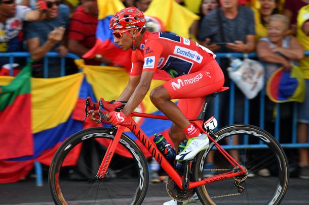 Nairo Quintana, de rojo en Madrid 2016. | Foto: La Vuelta