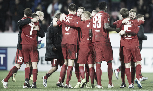 Midtjylland love the big occasions after winning the first leg in Denmark 2-1. Photo: (www.express.co.uk)